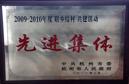 纵横国际集团获评杭州市委、杭州市政府2009-2010年度“联乡结村”共建活动先进集